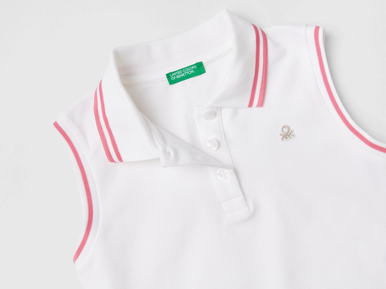 Abito stile polo da bambina bianco 2 | Benetton Outlet