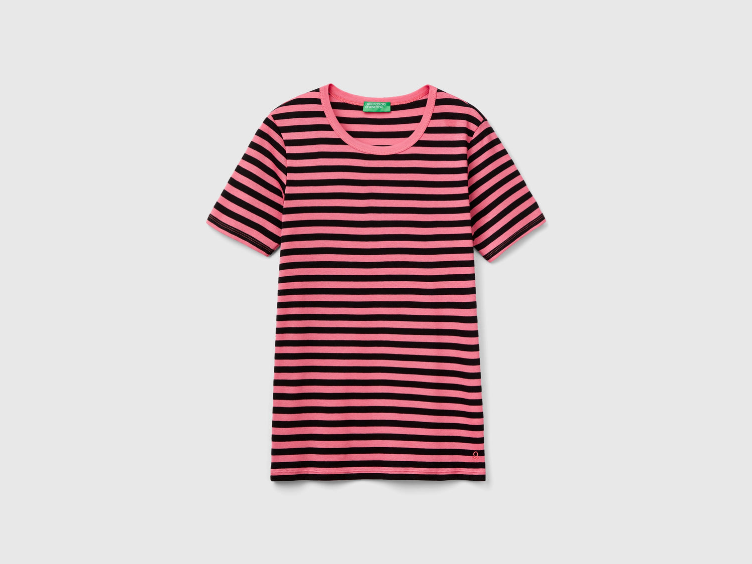 T-shirt girocollo a righe da donna rosa | Benetton Outlet