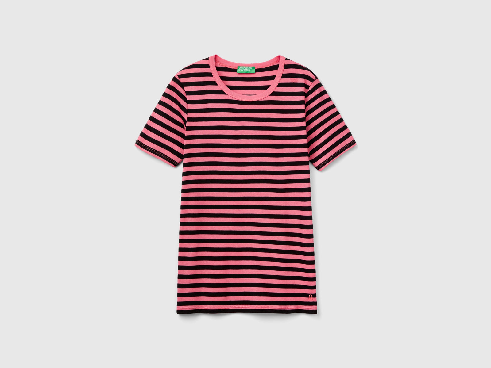 T-shirt girocollo a righe da donna rosa | Benetton Outlet
