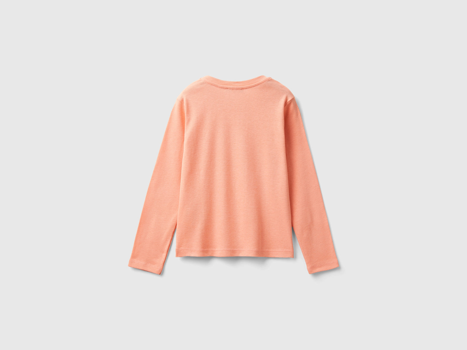 T-shirt con stampa glitter in cotone bio da bimba pesca 2 | Benetton Outlet