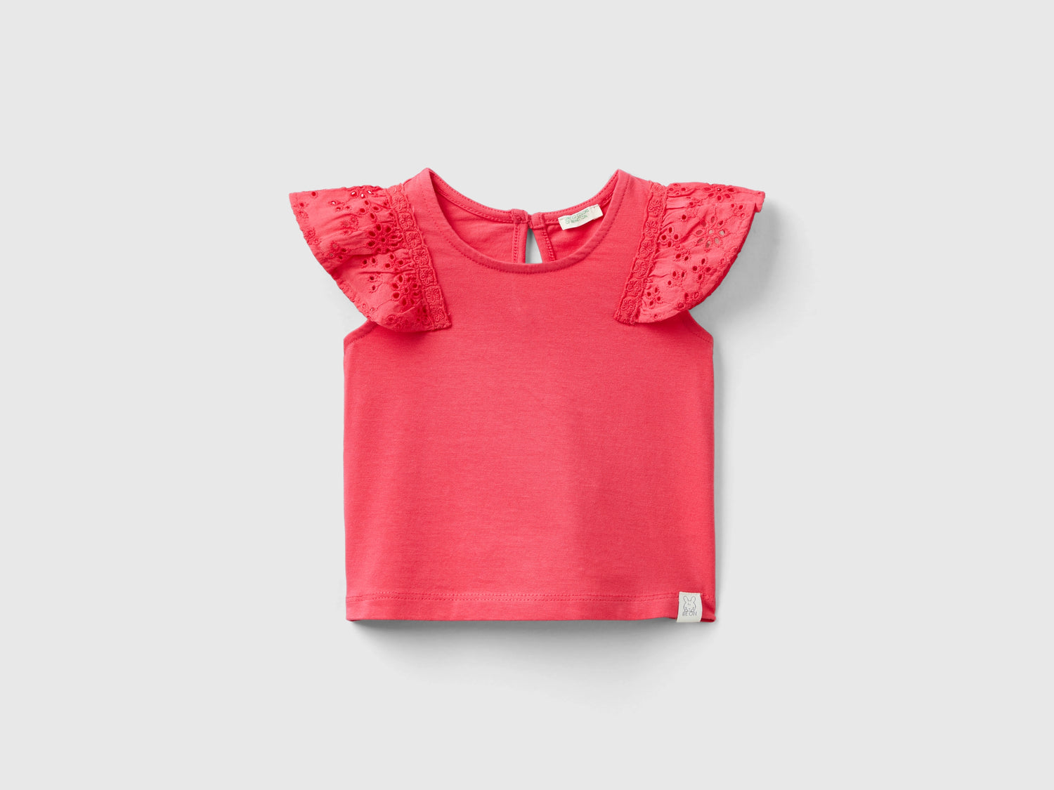 T-shirt con manica sangallo da neonato fucsia | Benetton Outlet