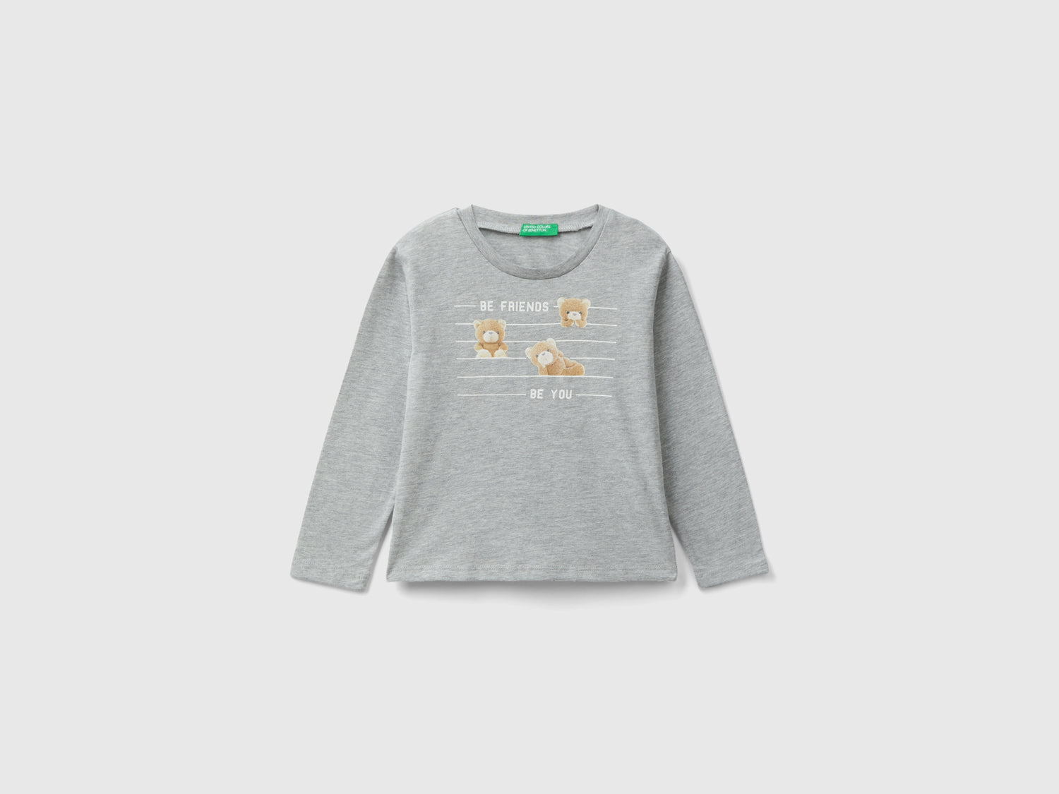 Maglietta con stampa fotografica da bimba grigio chiaro | Benetton Outlet
