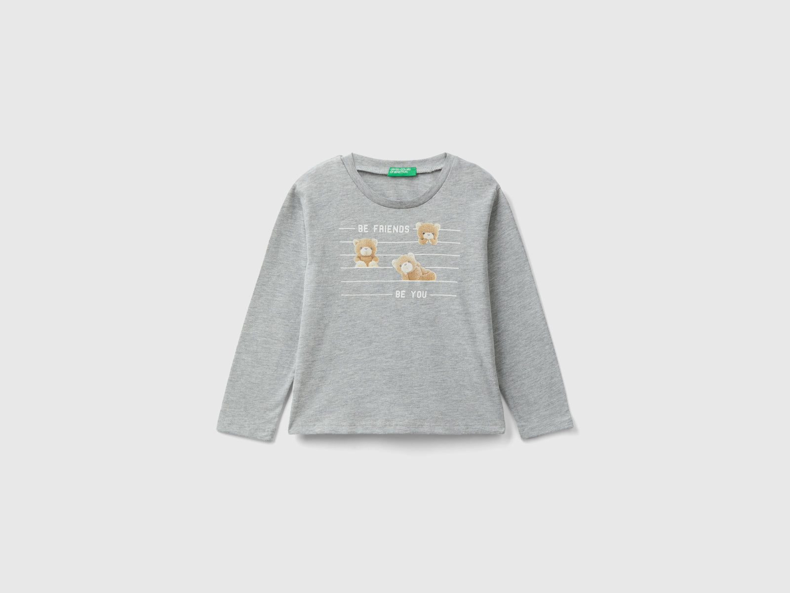 Maglietta con stampa fotografica da bimba grigio chiaro | Benetton Outlet