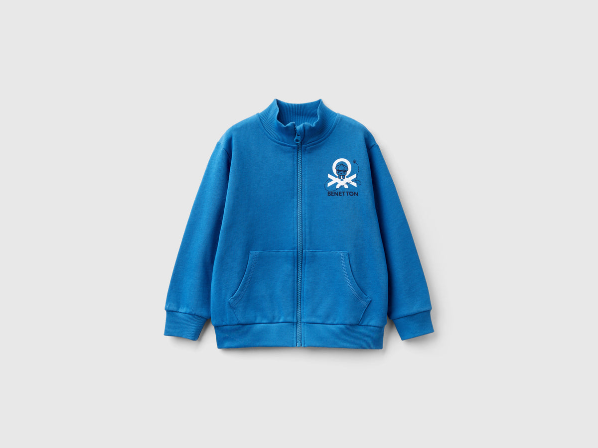 Felpa in cotone bio con zip