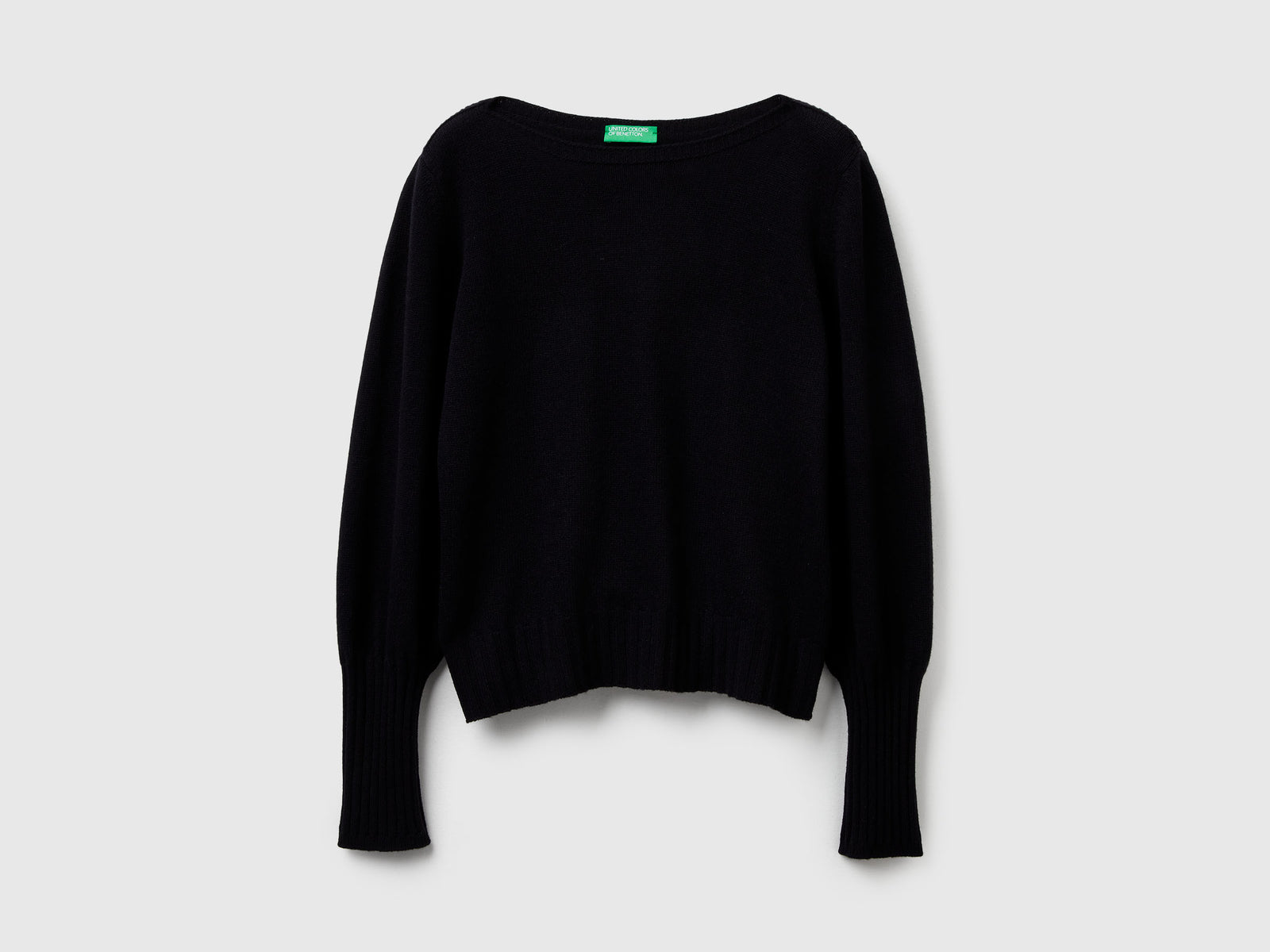 Maglioncino con scollo a barchetta da donna nero | Benetton Outlet
