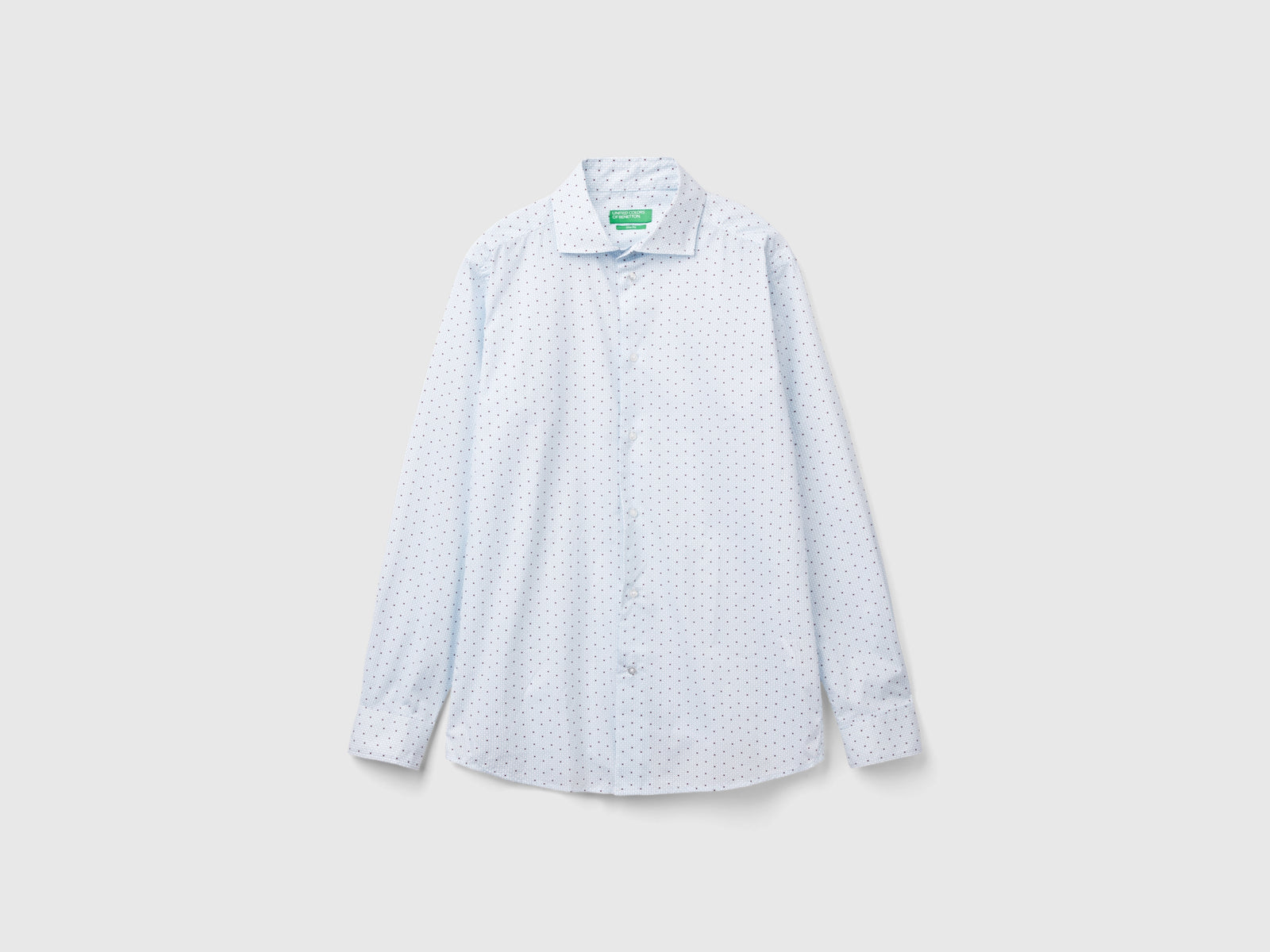 Camicia fantasia slim fit da uomo bianco | Benetton Outlet