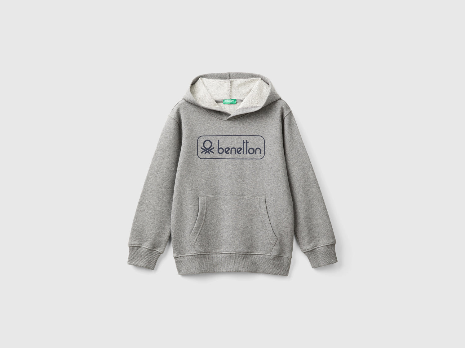 Felpa con stampa e cappuccio da bambino grigio scuro | Benetton Outlet