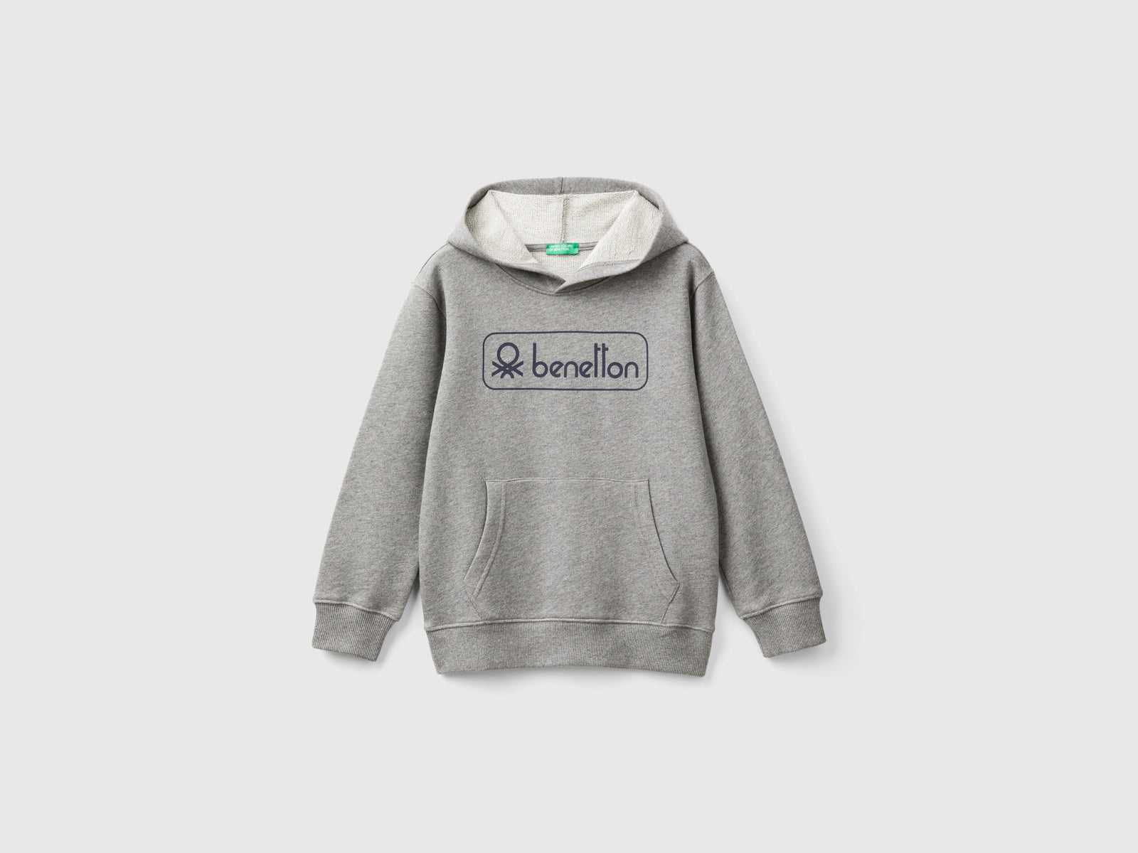 Felpa con stampa e cappuccio da bambino grigio scuro | Benetton Outlet