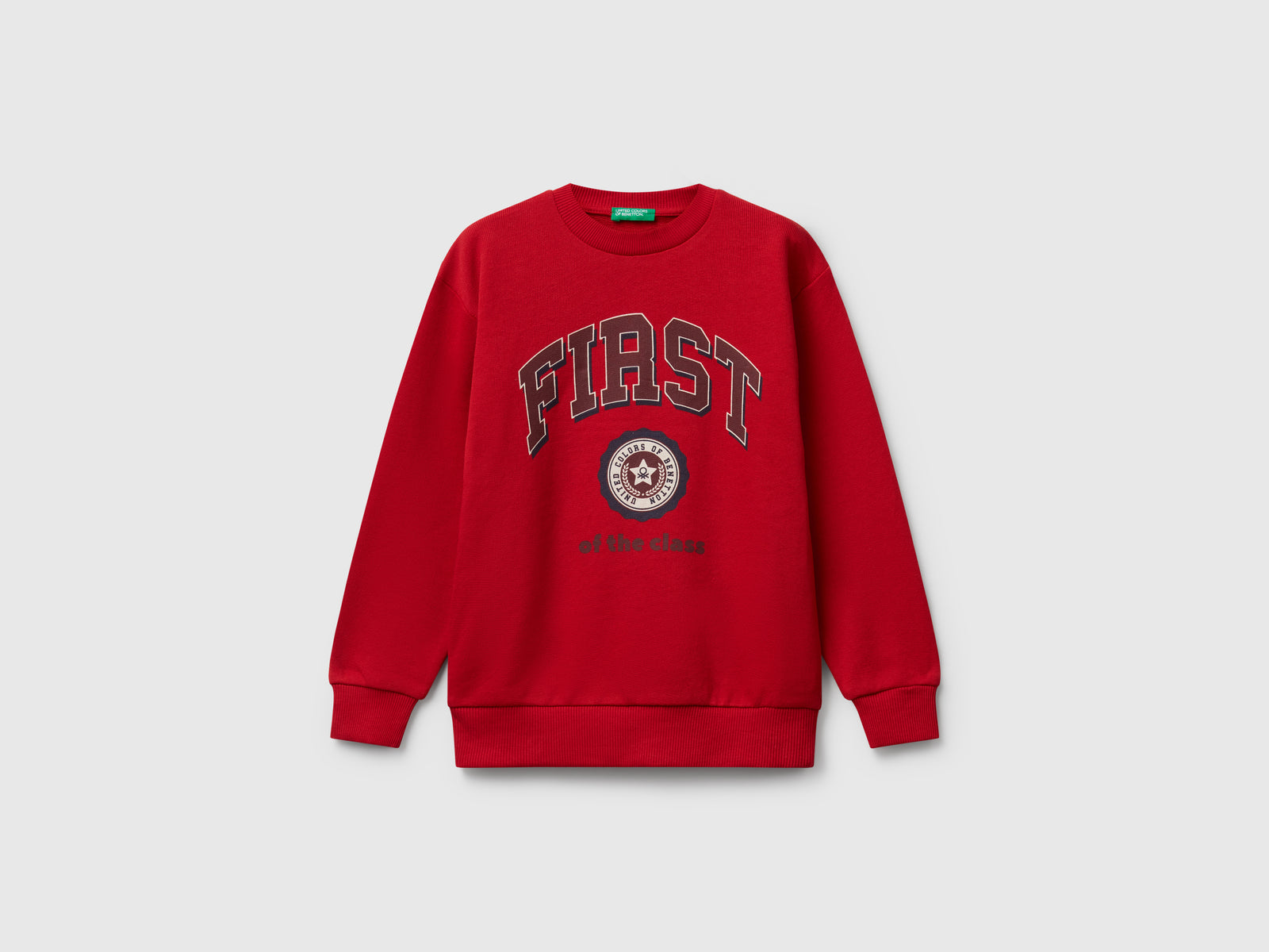 Felpa manica lunga con stampa da bimbo rosso | Benetton Outlet
