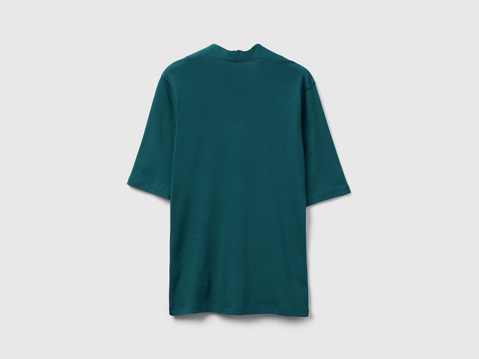 T-shirt slim fit in cotone a fibra lunga da donna verde scuro 2 | Benetton Outlet