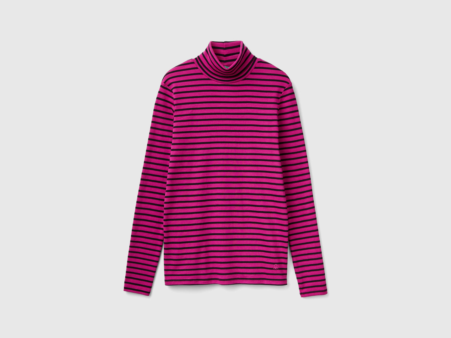 T-shirt lupetto a righe da donna ciclamino | Benetton Outlet