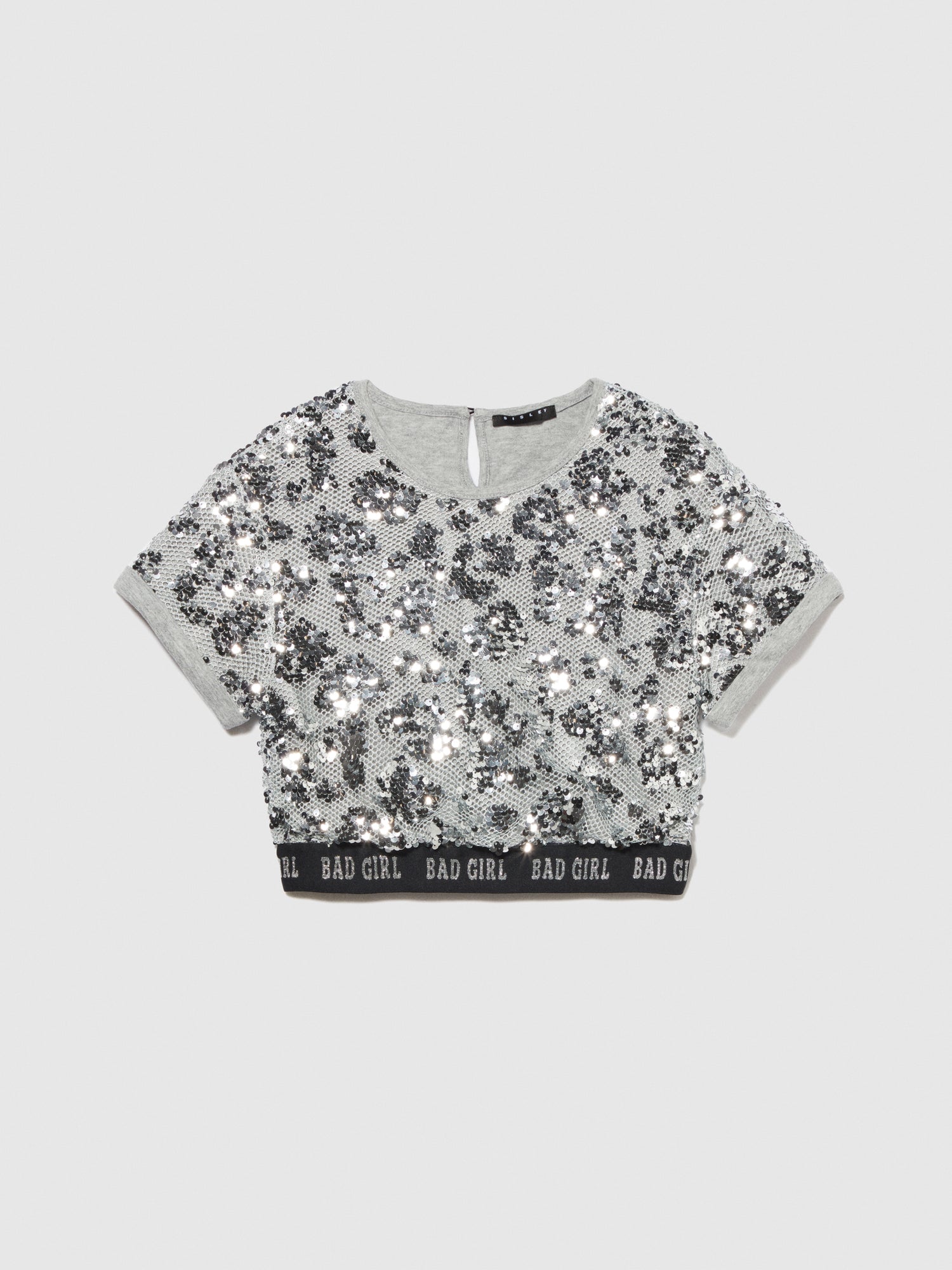 Blusa in rete e paillettes da bambina argento | Sisley young Outlet