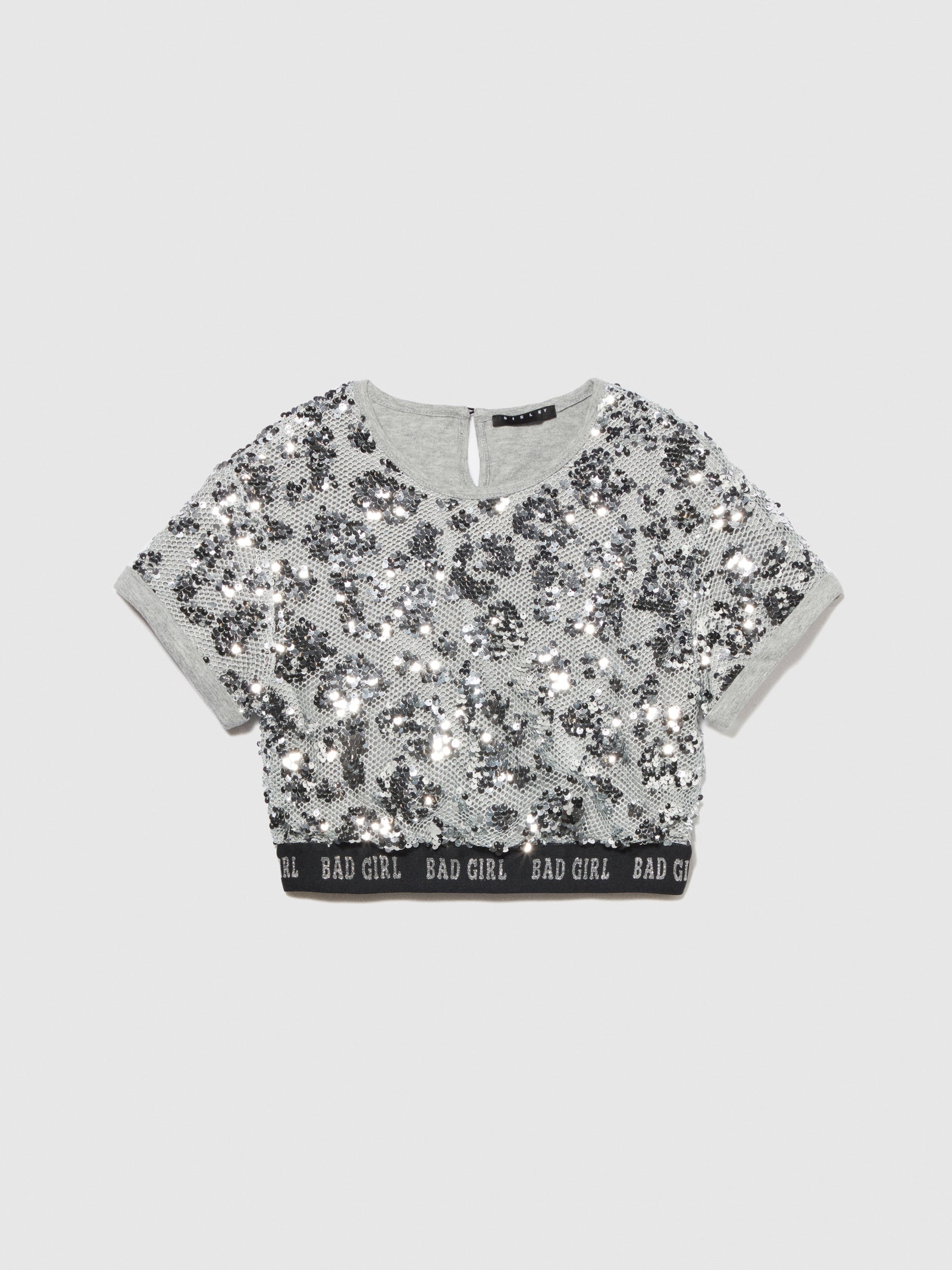 Blusa in rete e paillettes da bambina argento | Sisley young Outlet