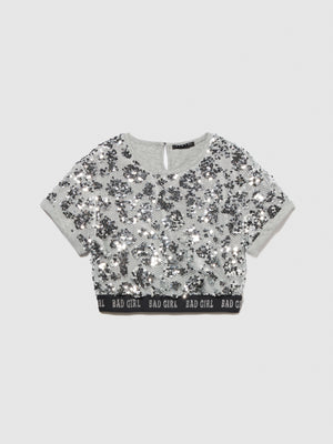 Blusa in rete e paillettes