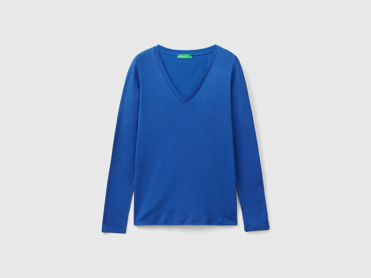 T-shirt a manica lunga con scollo a V