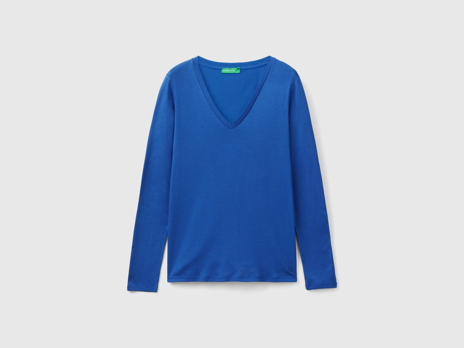 T-shirt a manica lunga con scollo a V da donna avio | Benetton Outlet