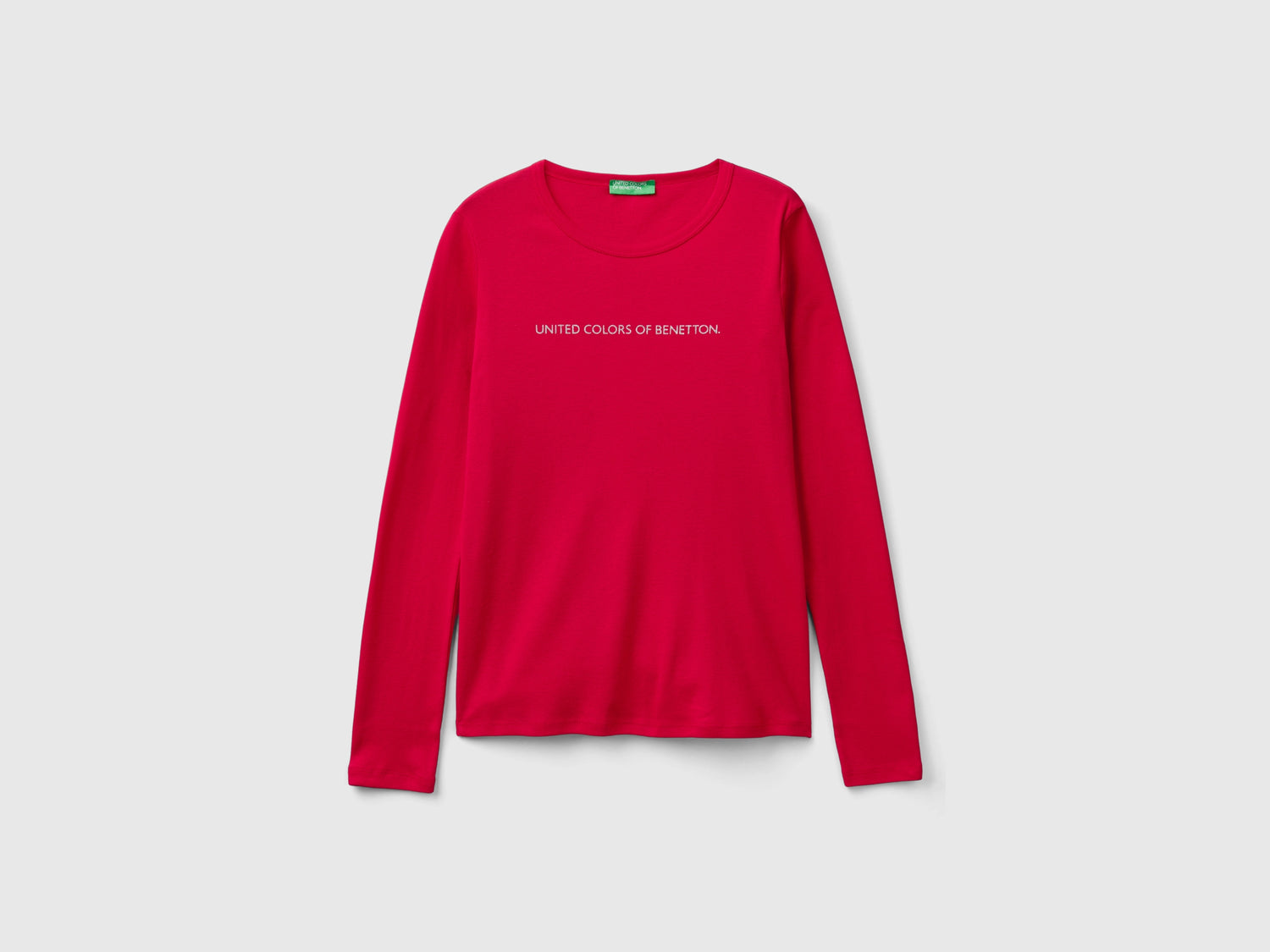 T-shirt prugna a manica lunga 100% cotone da donna rosso | Benetton Outlet