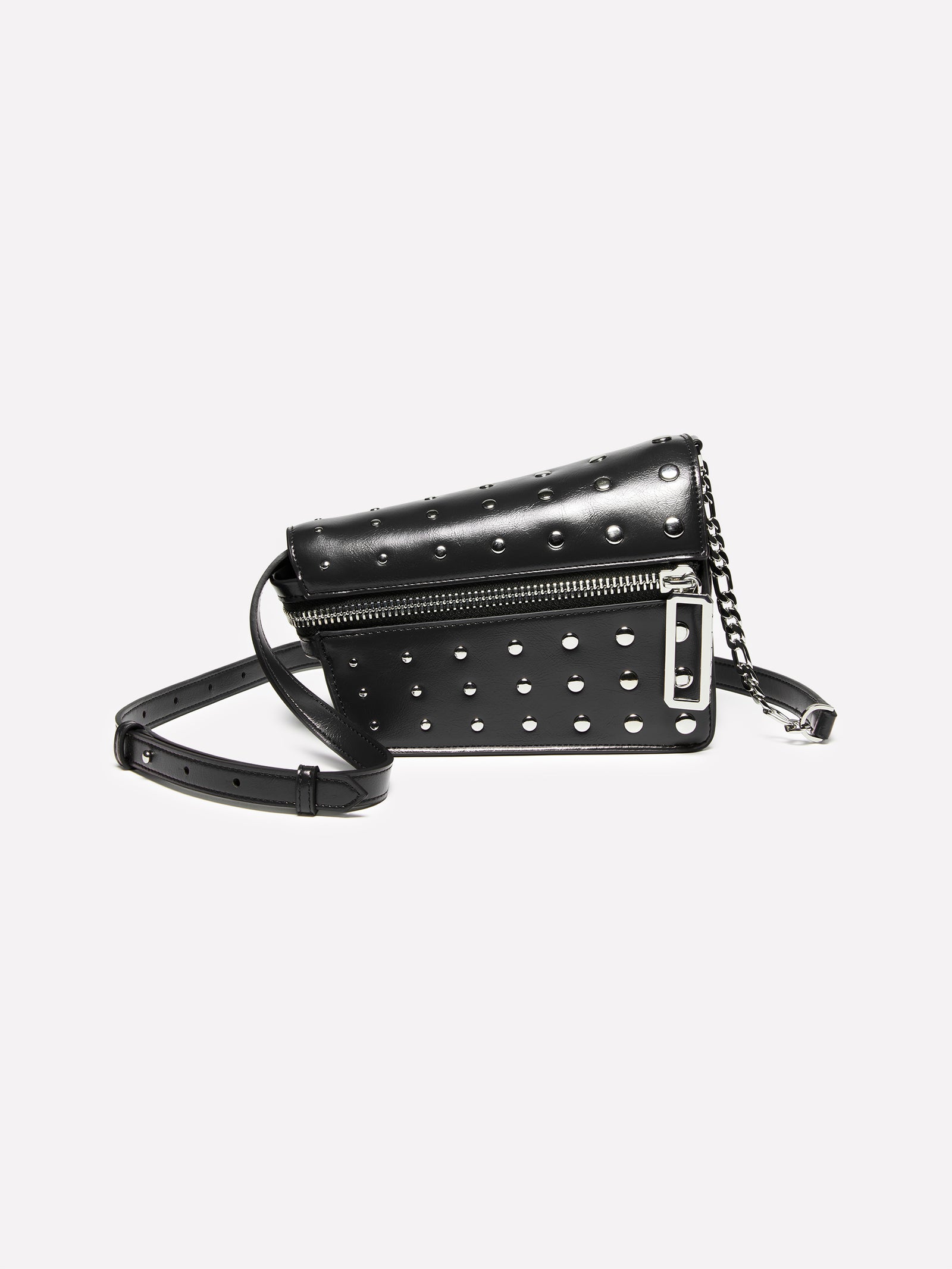 Borsetta asimmetrica con borchie da donna nero | Sisley Outlet