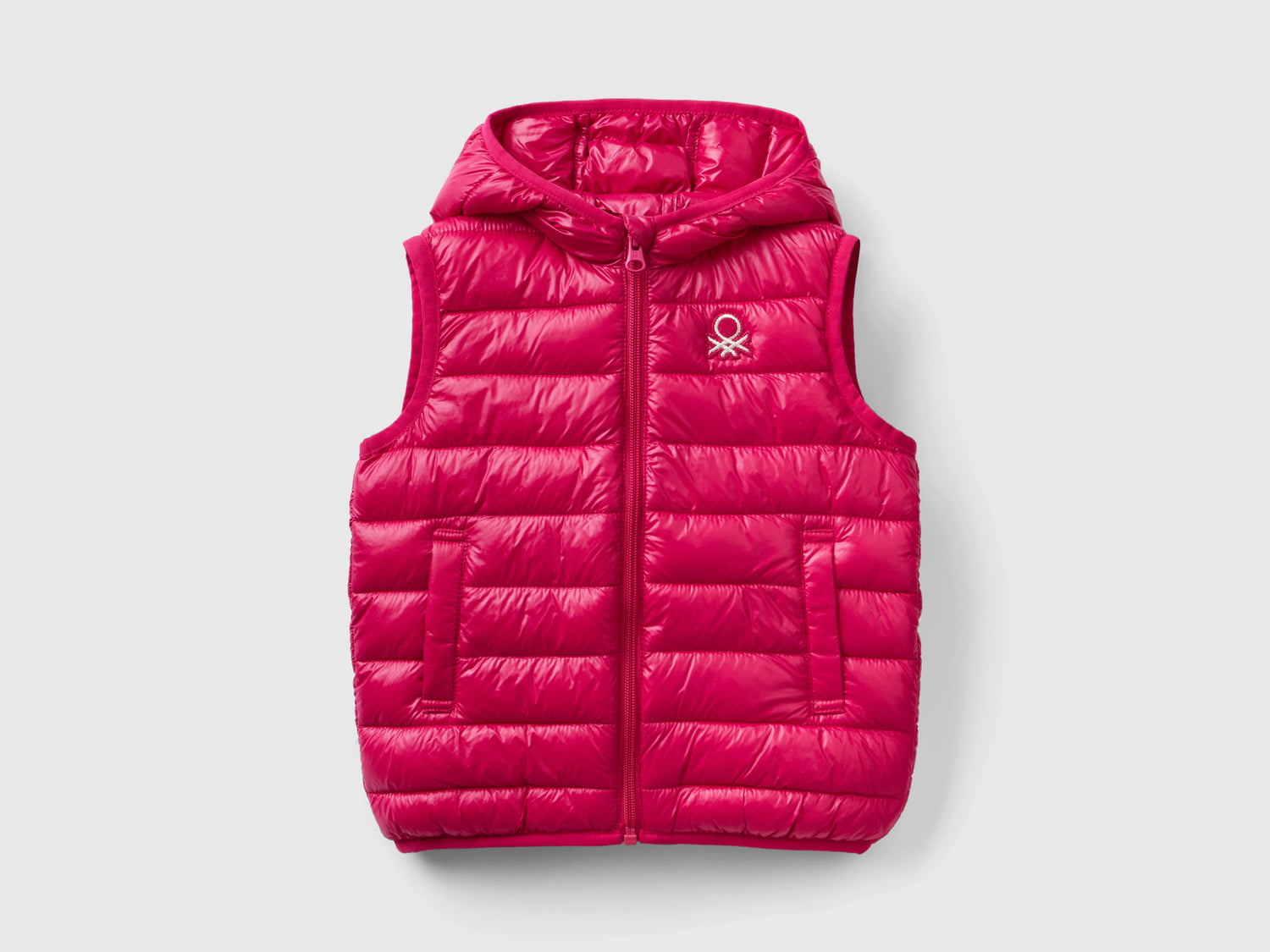 Gilet imbottito con cappuccio da bimba ciclamino | Benetton Outlet