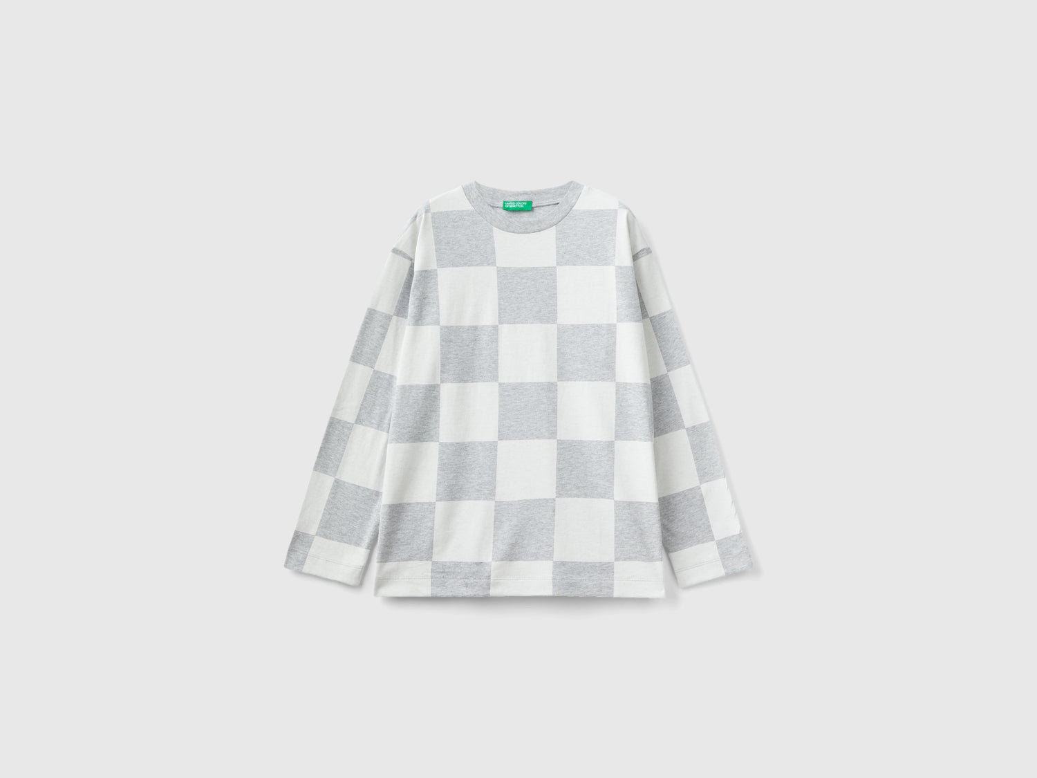 Calda t-shirt a scacchi da bambino grigio chiaro | Benetton Outlet