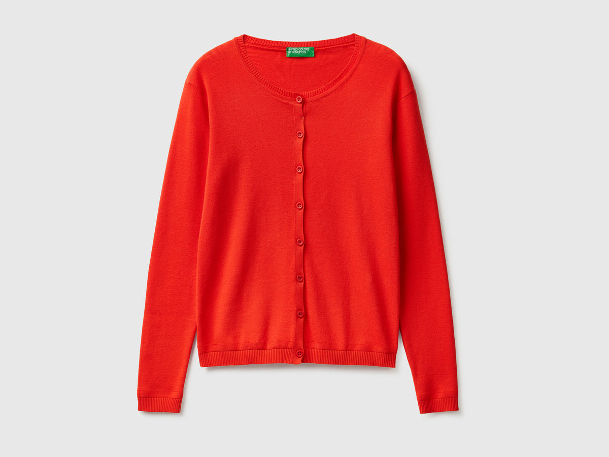 Cardigan girocollo in puro cotone