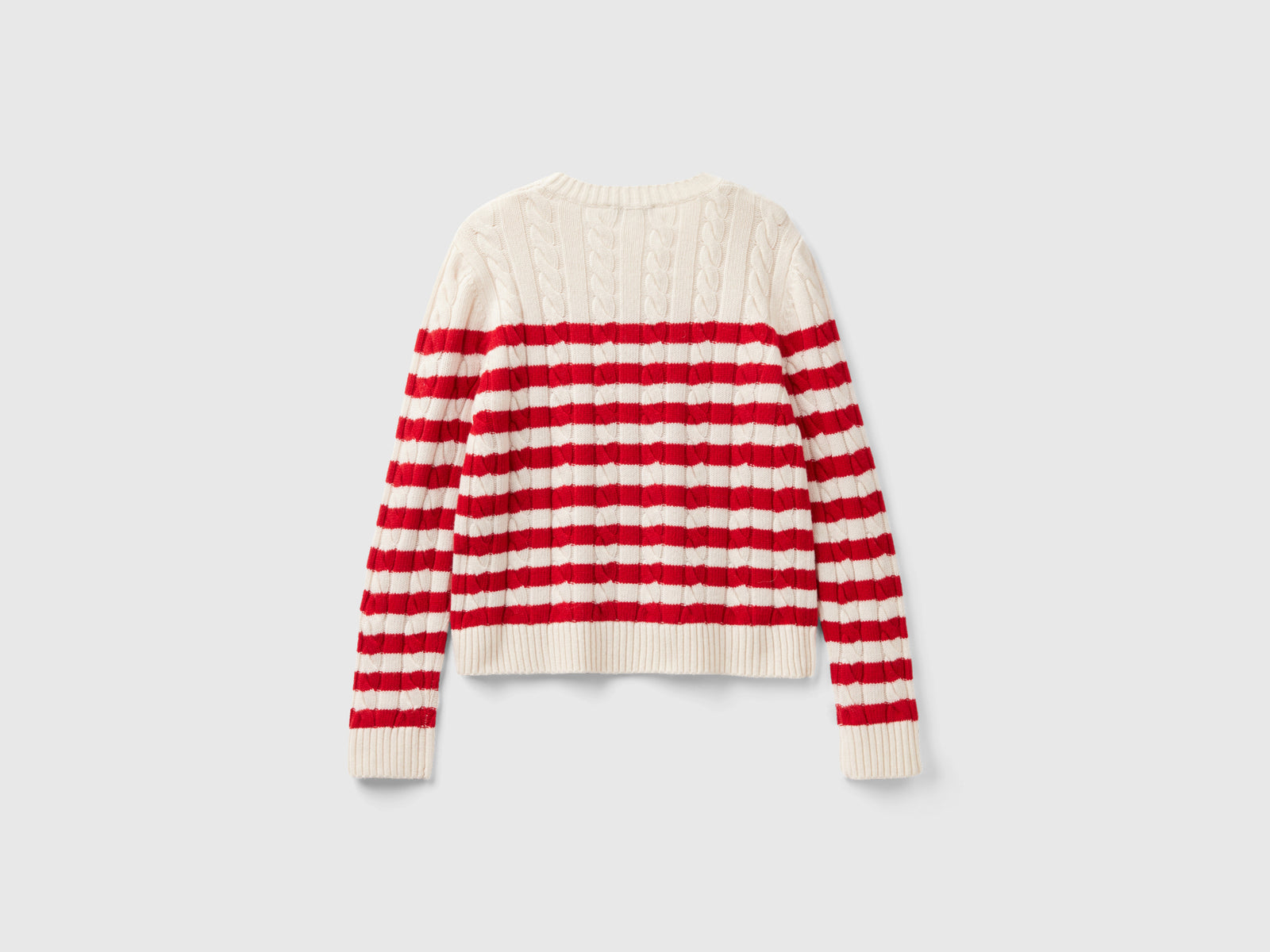 Maglioncino a righe con trecce da donna rosso 2 | Benetton Outlet