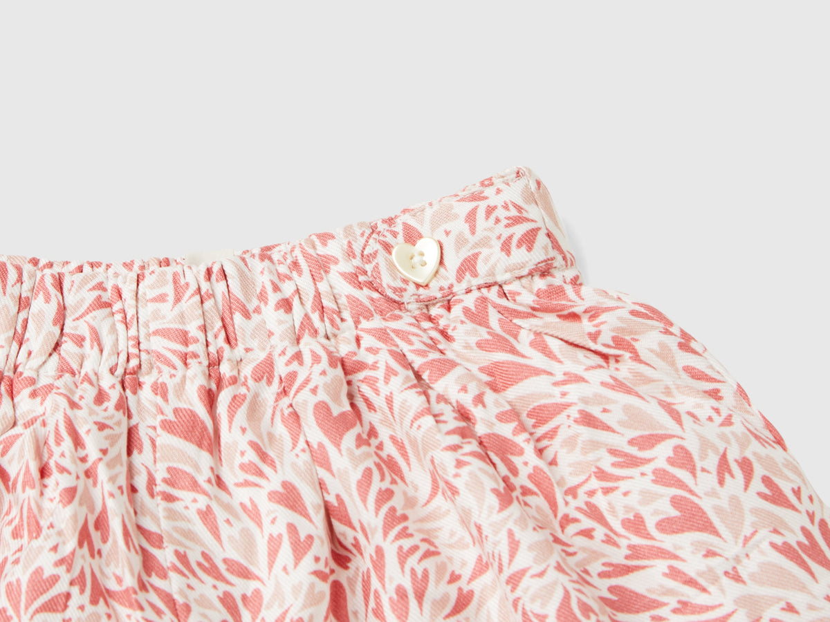 Heart-print viscose culottes