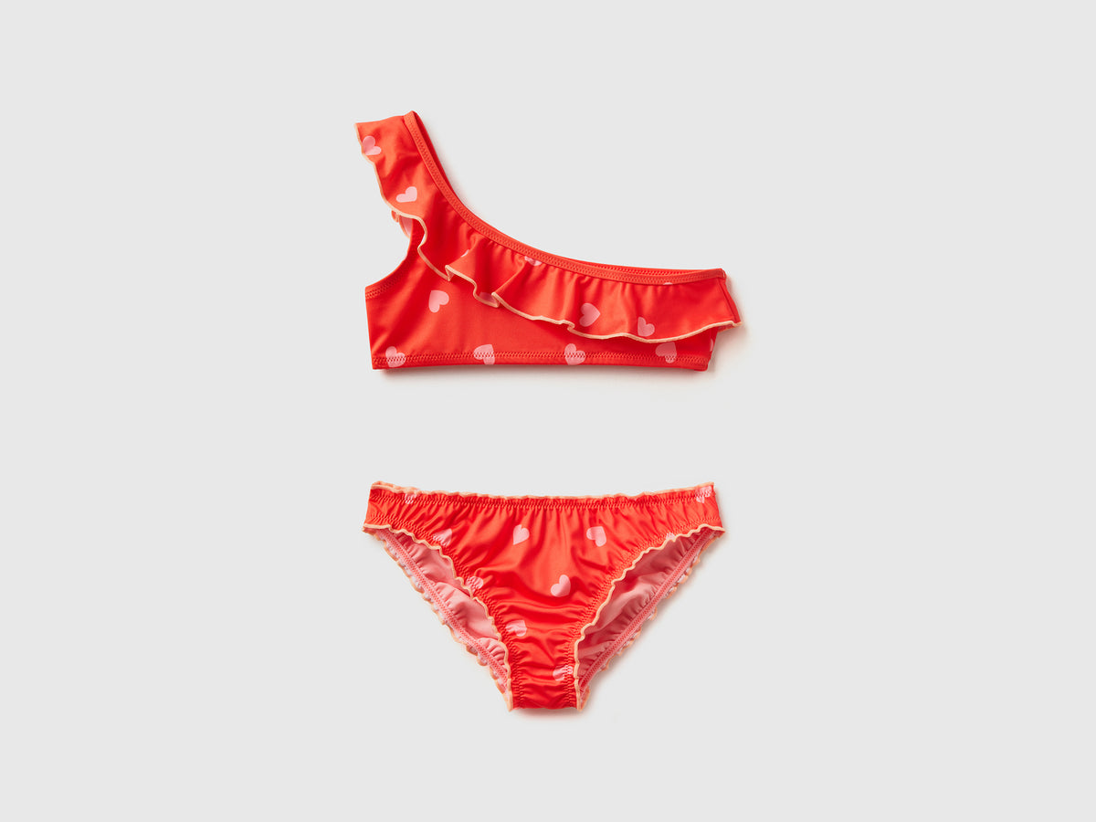 Costume bikini in tessuto elasticizzato con stampa cuori