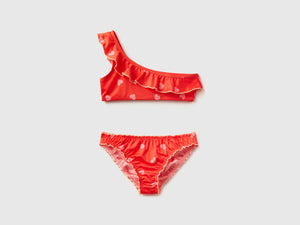 Costume bikini in tessuto elasticizzato con stampa cuori
