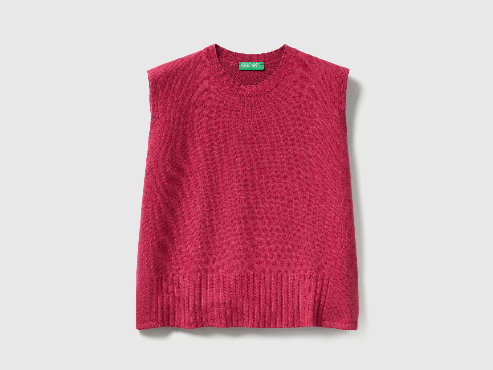 Gilet in misto lana e viscosa da donna fragola | Benetton Outlet