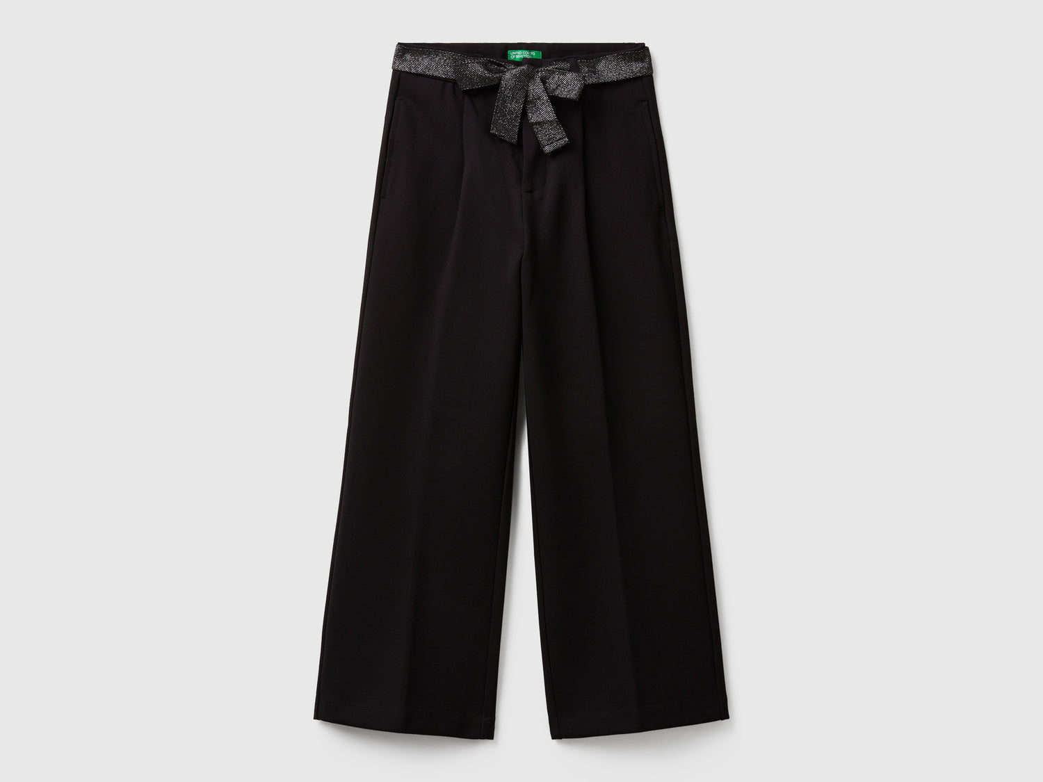 Pantaloni eleganti con fusciacca da bambina nero | Benetton Outlet