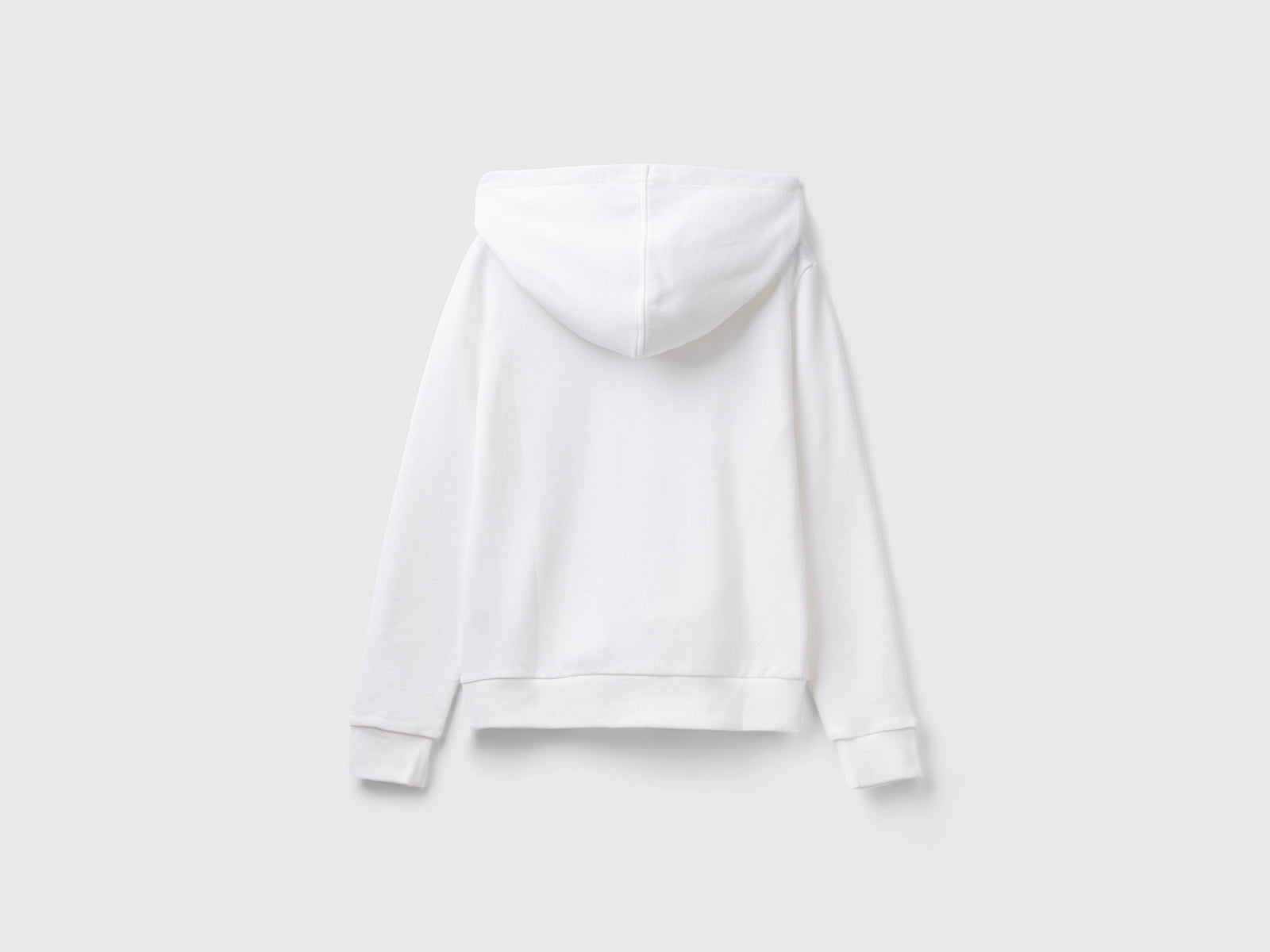 Felpa 100% cotone con zip e cappuccio da donna bianco 2 | Benetton Outlet