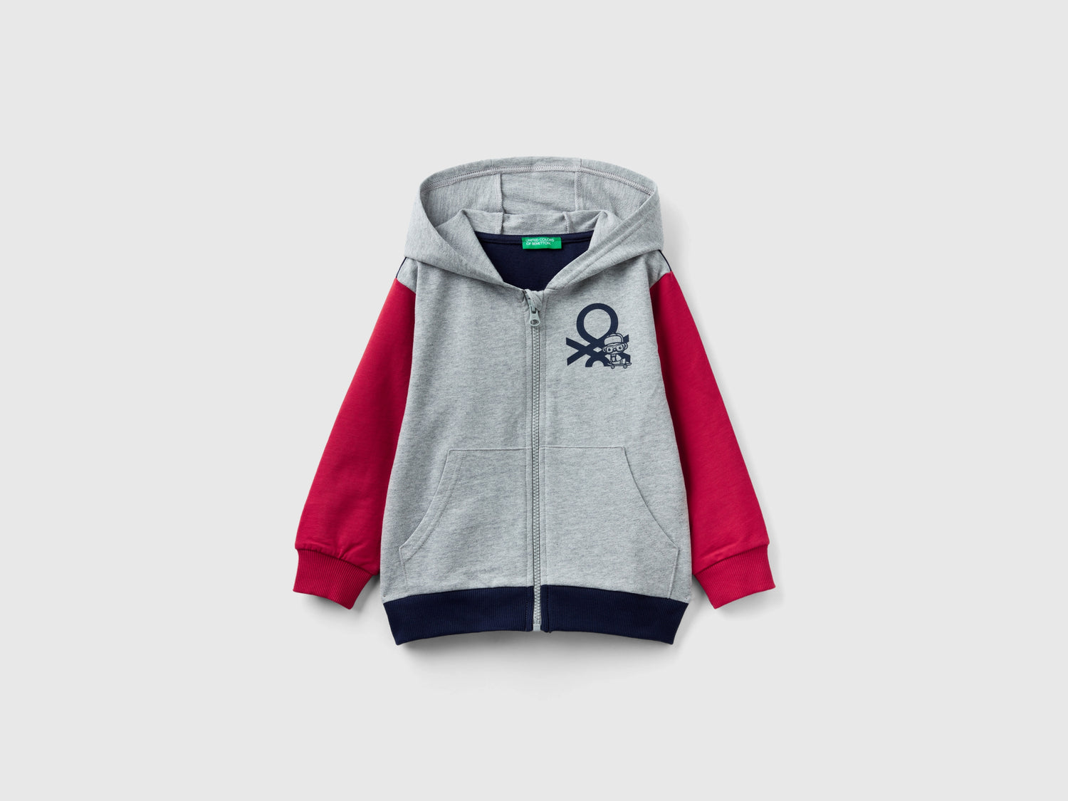Felpa leggera con zip da bimbo multi-color | Benetton Outlet