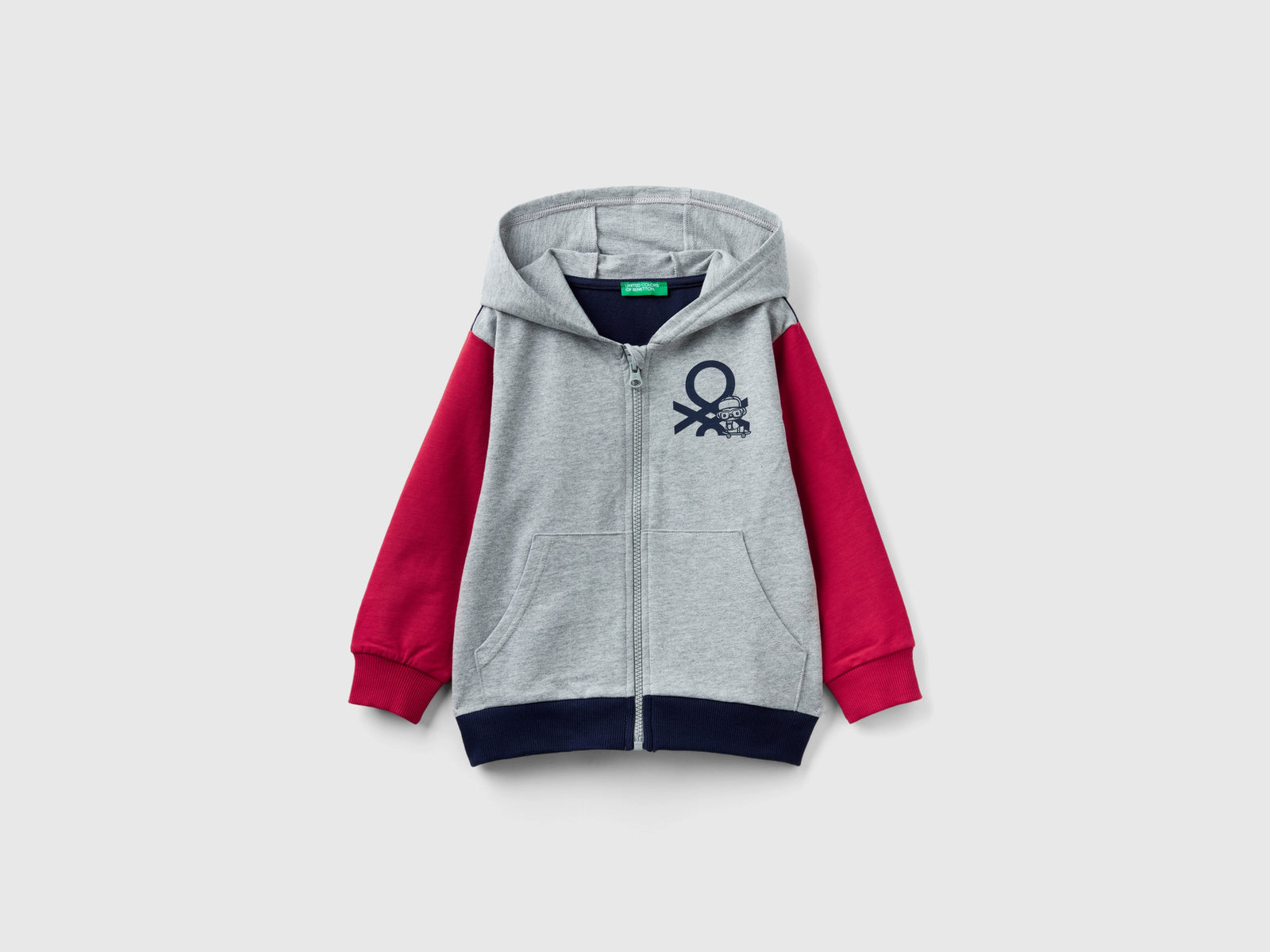 Felpa leggera con zip da bimbo multi-color | Benetton Outlet