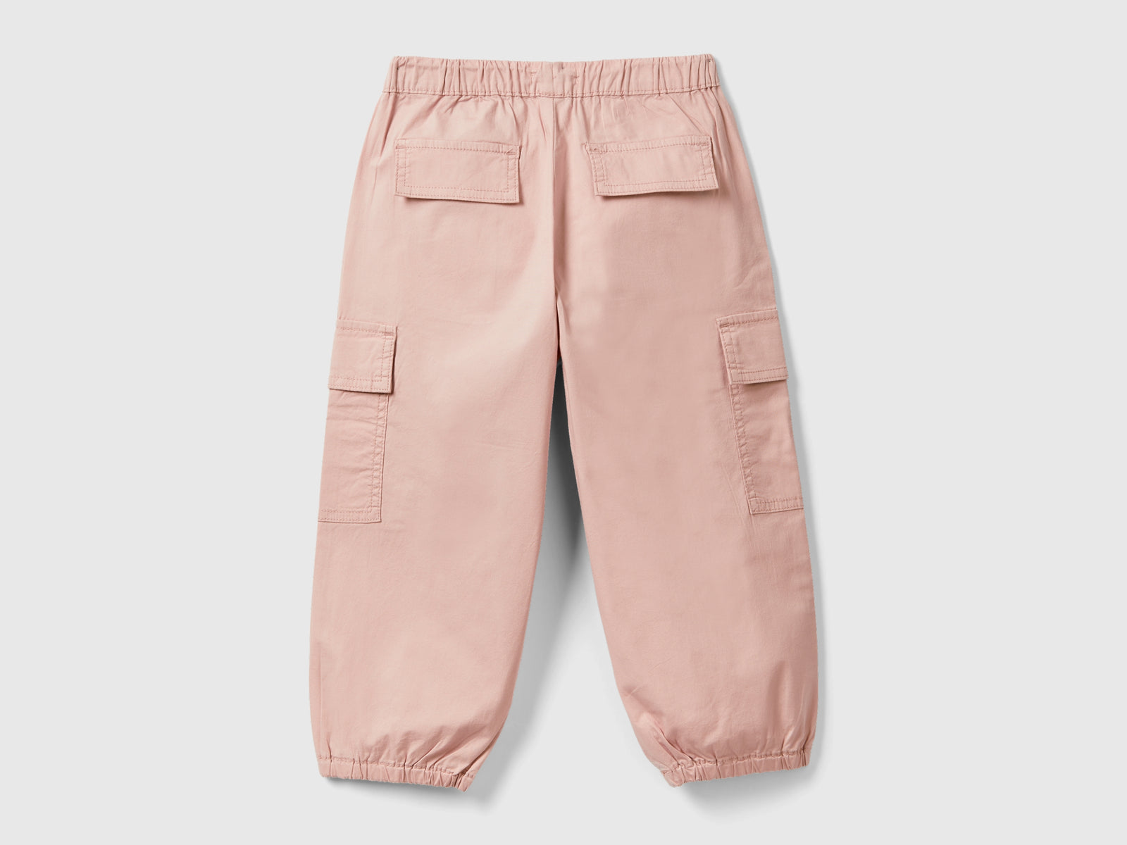 Pantaloni cargo in cotone stretch da bimba rosa tenue 2 | Benetton Outlet
