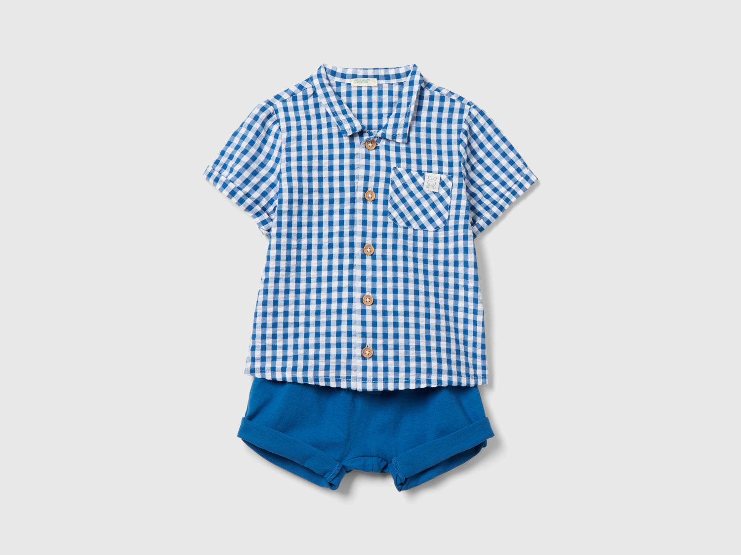 Completo camicia e shorts da neonato blu | Benetton Outlet