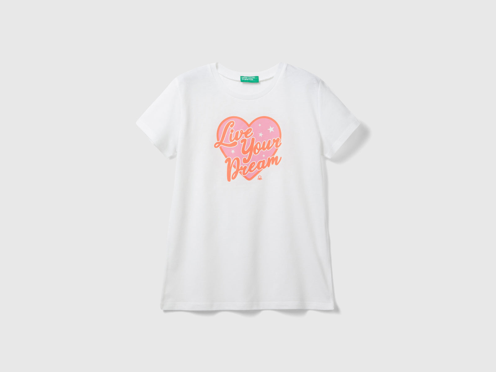 Maglietta con dettagli fluo da bambina bianco | Benetton Outlet