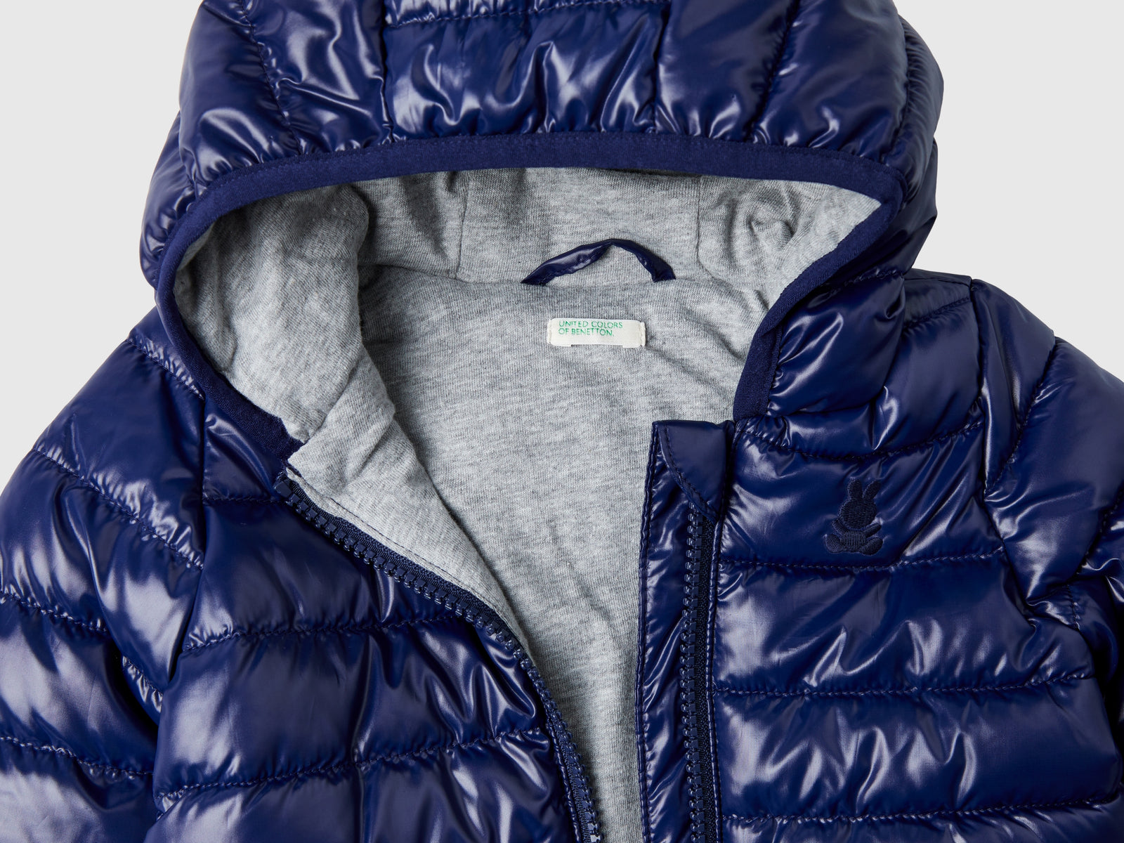Giubbotto imbottito con orecchie da neonato blu scuro 3 | Benetton Outlet