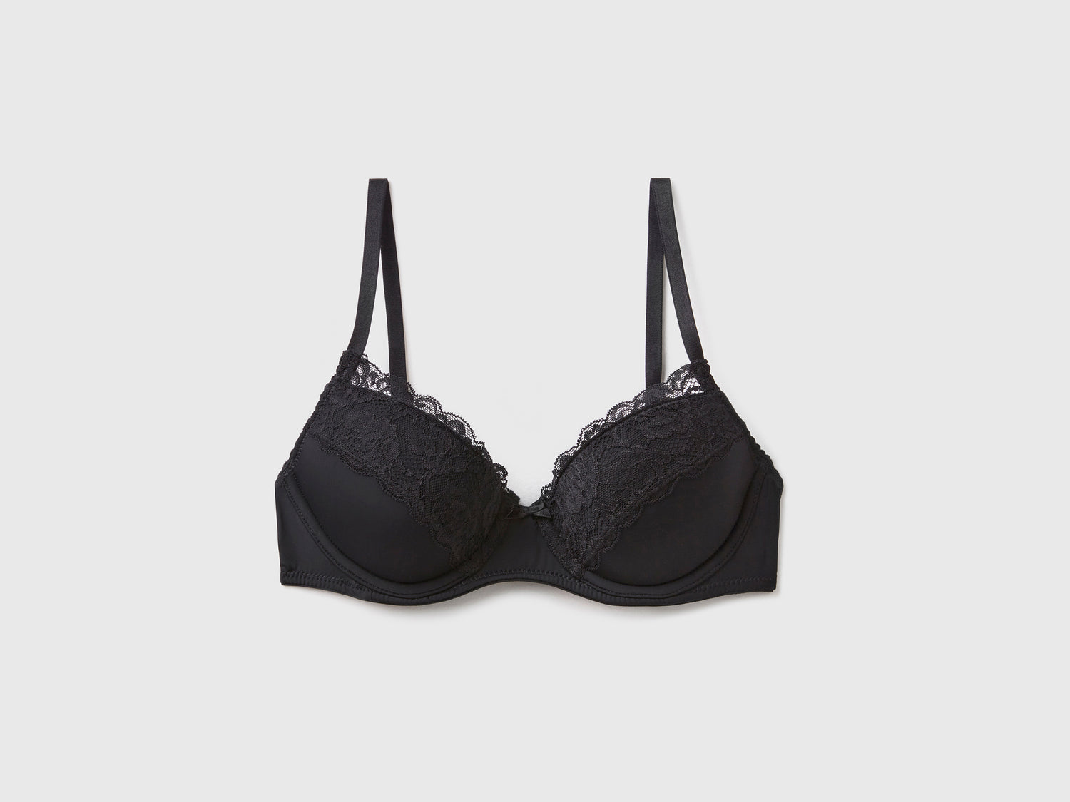 Reggiseno imbottito con pizzo da donna nero | Benetton Outlet