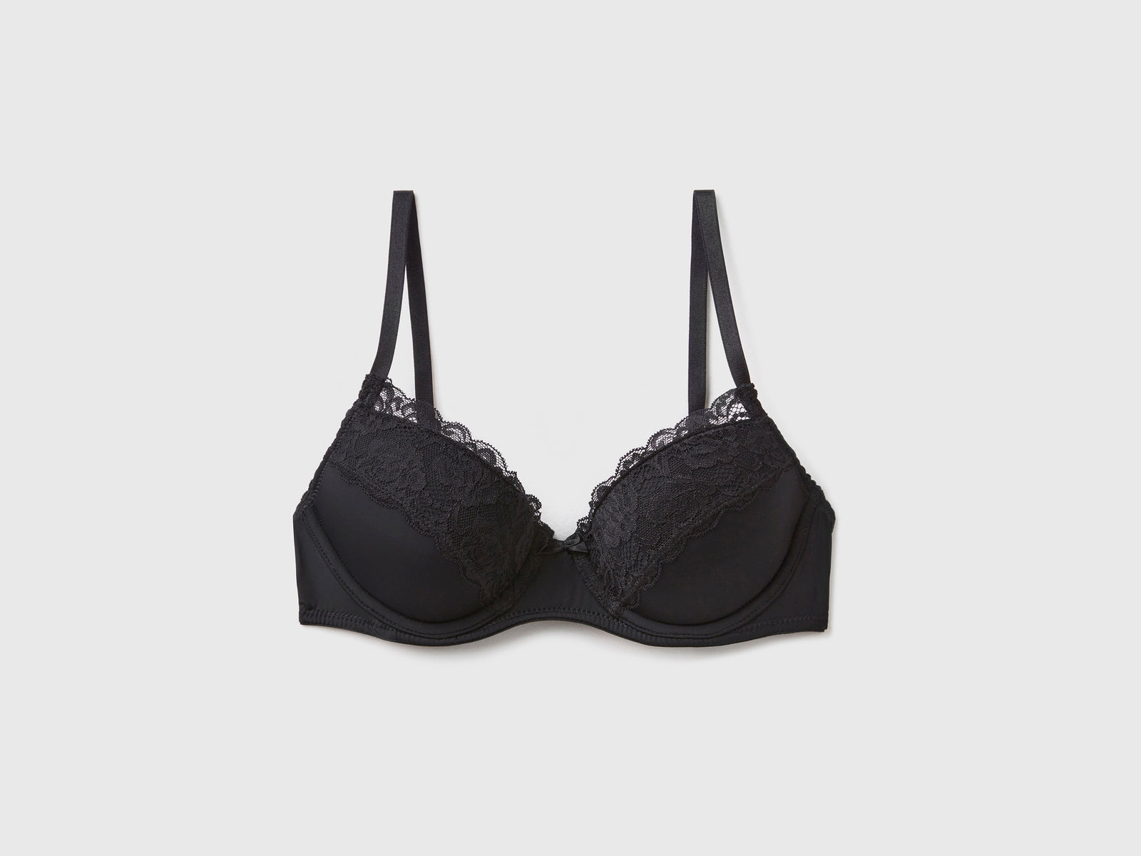 Reggiseno imbottito con pizzo da donna nero | Benetton Outlet