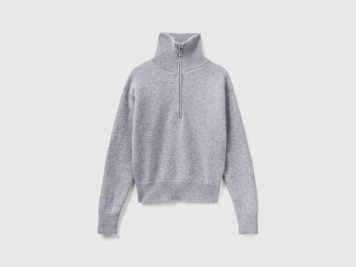 Maglione collo alto in pura lana Shetland