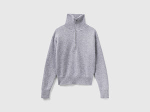 Maglione collo alto in pura lana Shetland