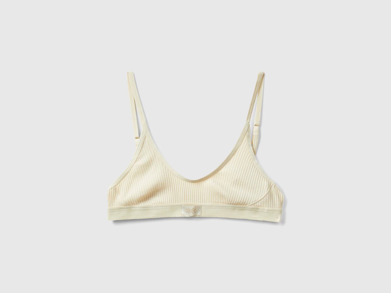 Reggiseno a triangolo a costine da donna beige | Benetton Outlet