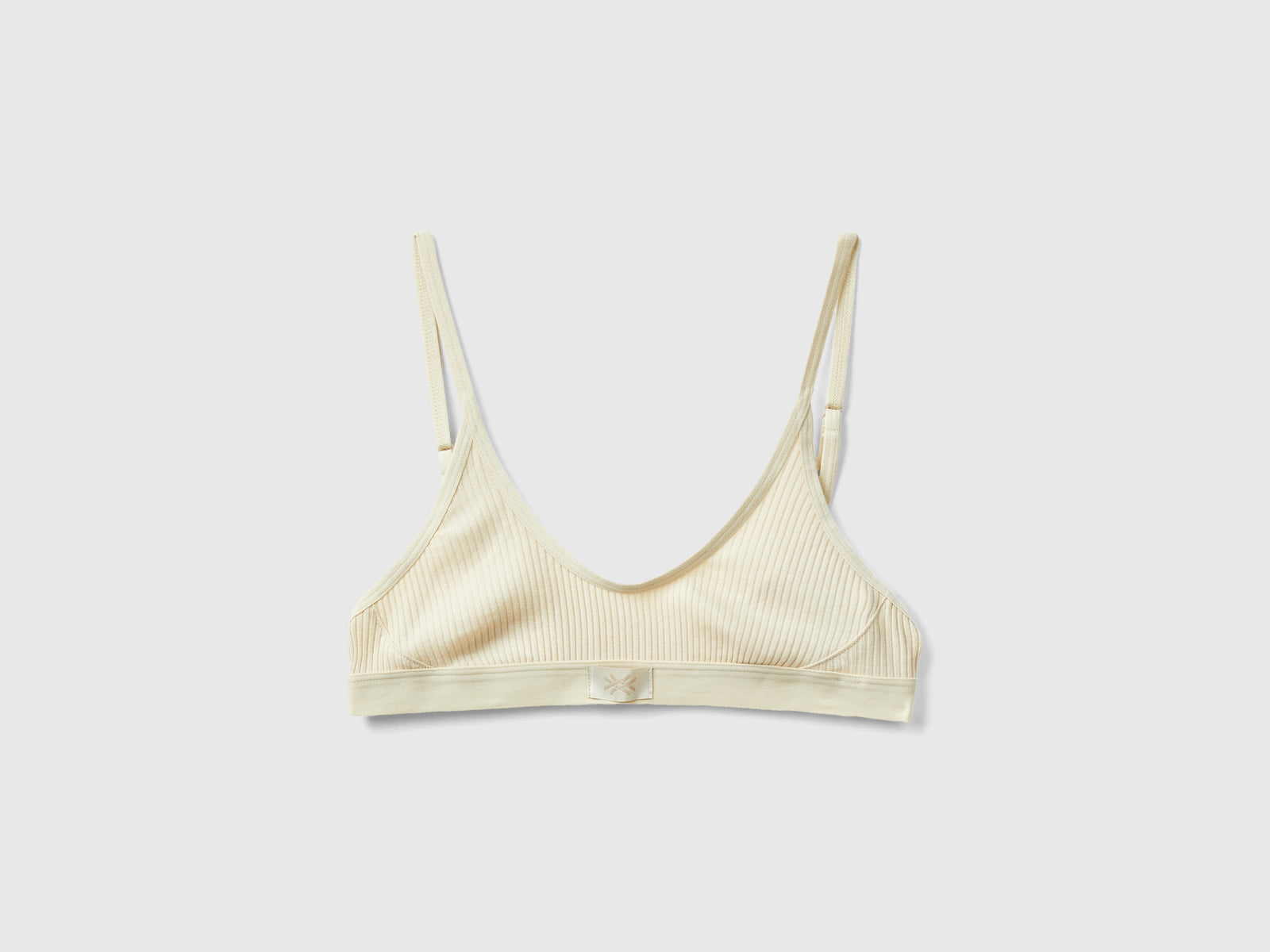 Reggiseno a triangolo a costine da donna beige | Benetton Outlet