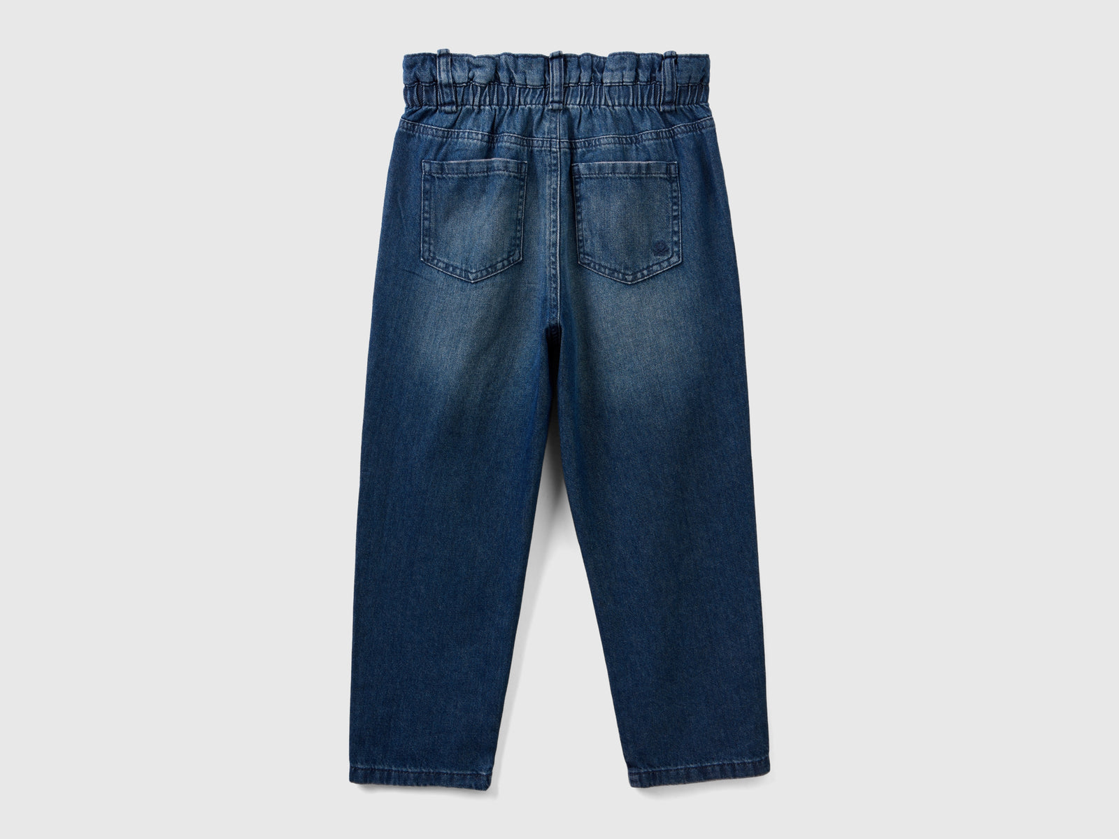 Jeans paperbag 100% cotone da bambina blu scuro 2 | Benetton Outlet