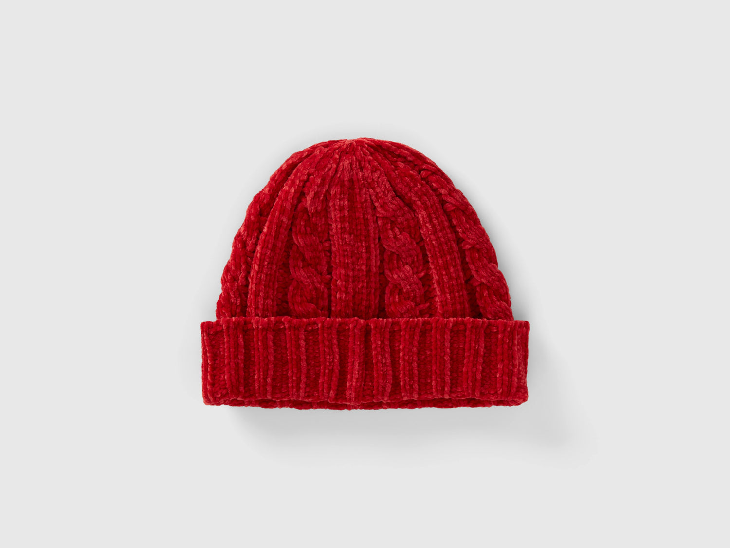 Berretto in ciniglia con trecce da bimbo rosso | Benetton Outlet