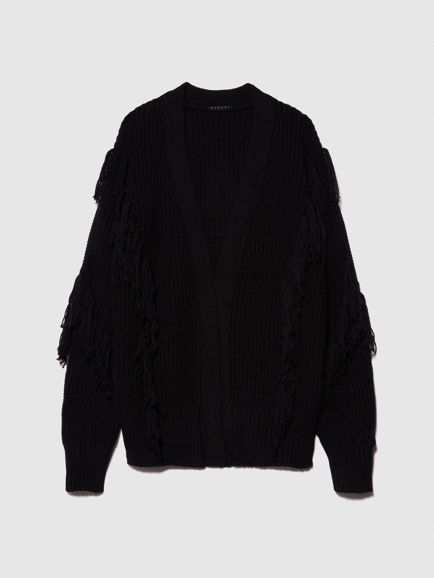 Maxi cardigan con frange da donna nero | Sisley Outlet