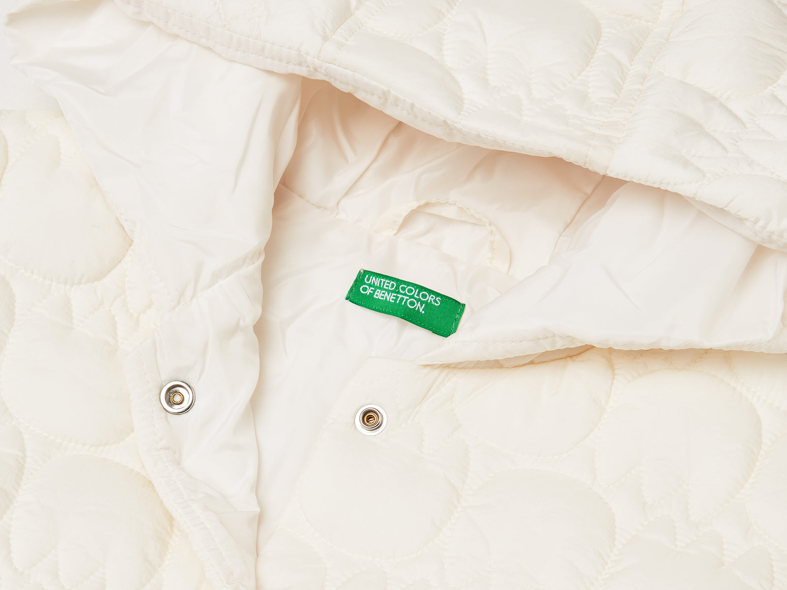 Giubbotto imbottito in nylon "Rain Defender" da bimba bianco panna 3 | Benetton Outlet