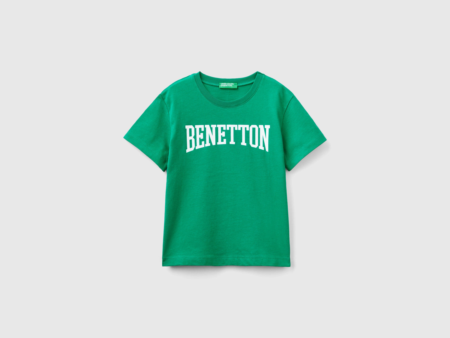 T-shirt 100% cotone con logo da bimbo verde | Benetton Outlet