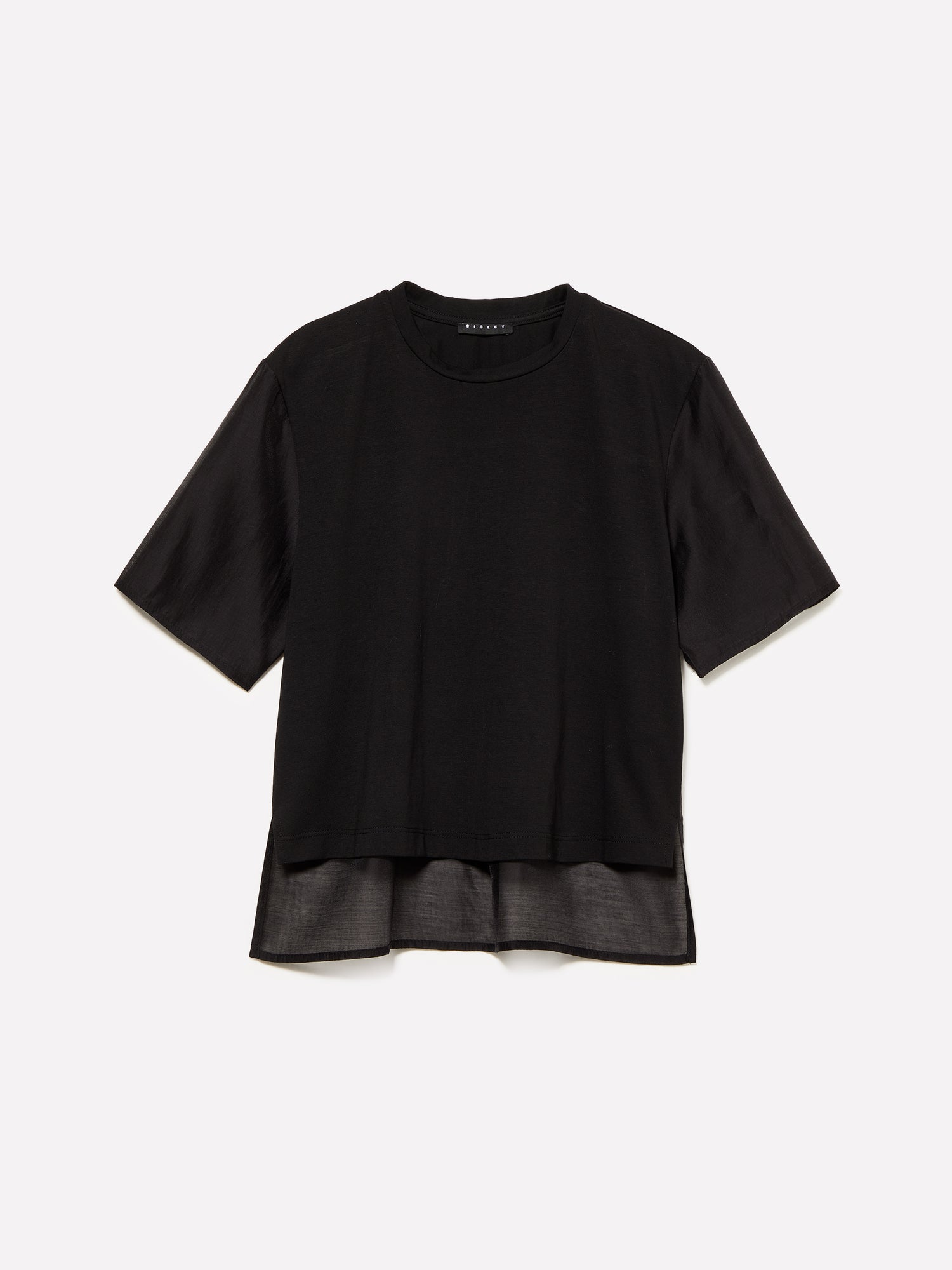 T-shirt con trasparenza da donna nero | Sisley Outlet